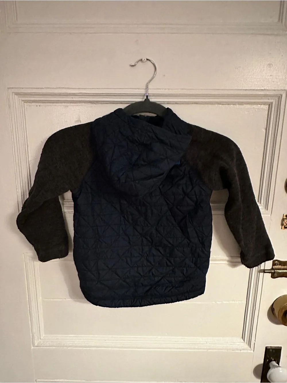 The North Face Navy Quilted Body with Charcoal Sleeves Hooded Jacket